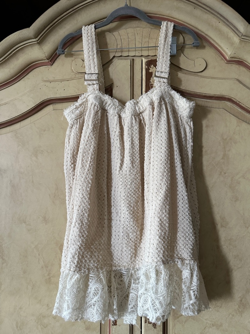 POL Cream Textured Floral Patchwork and Lace Tunic/Dress size Small - Picture 3 of 3